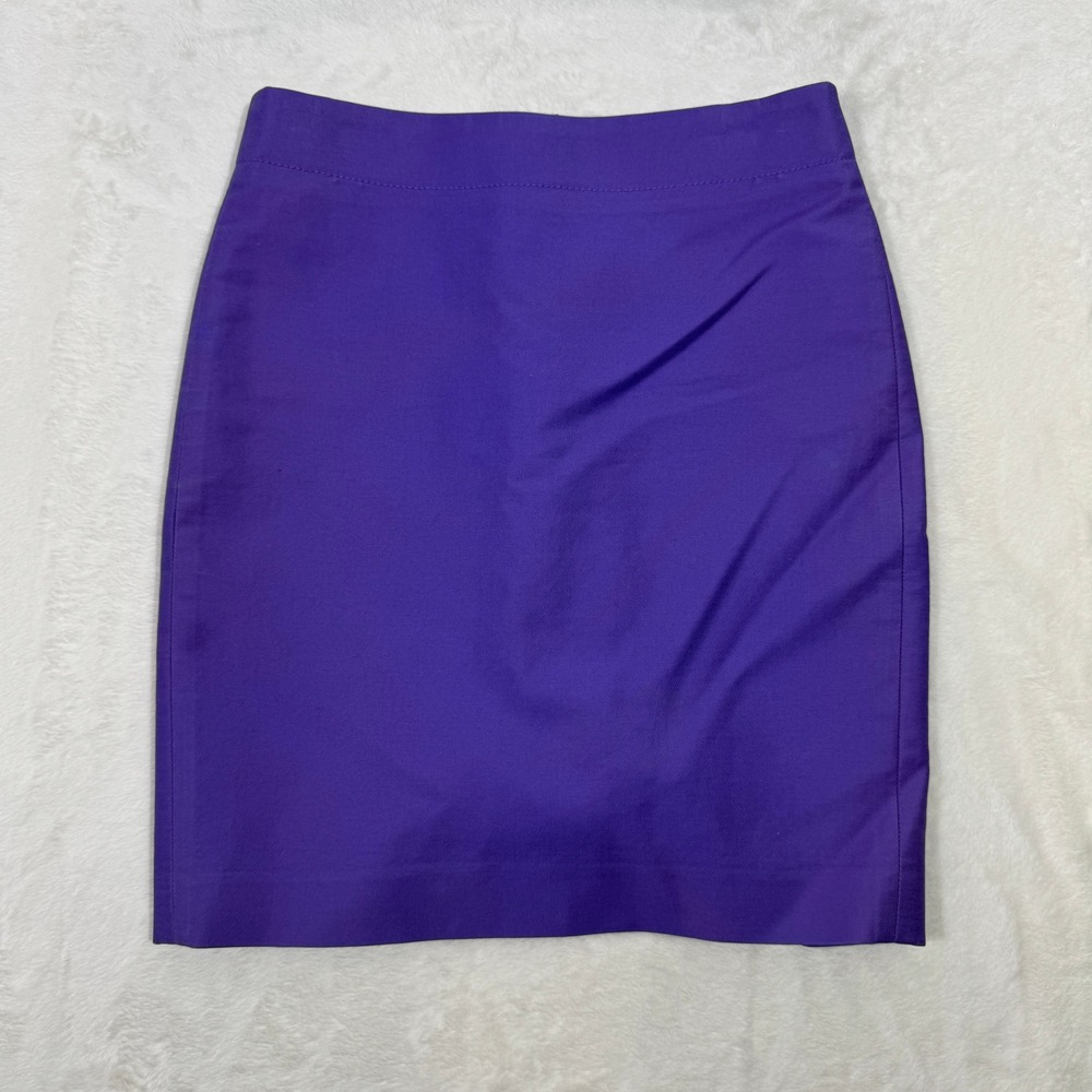 J.Crew Pencil Skirt Womens 2P Purple No. 2 Pencil Cotton Stretch Knee Length